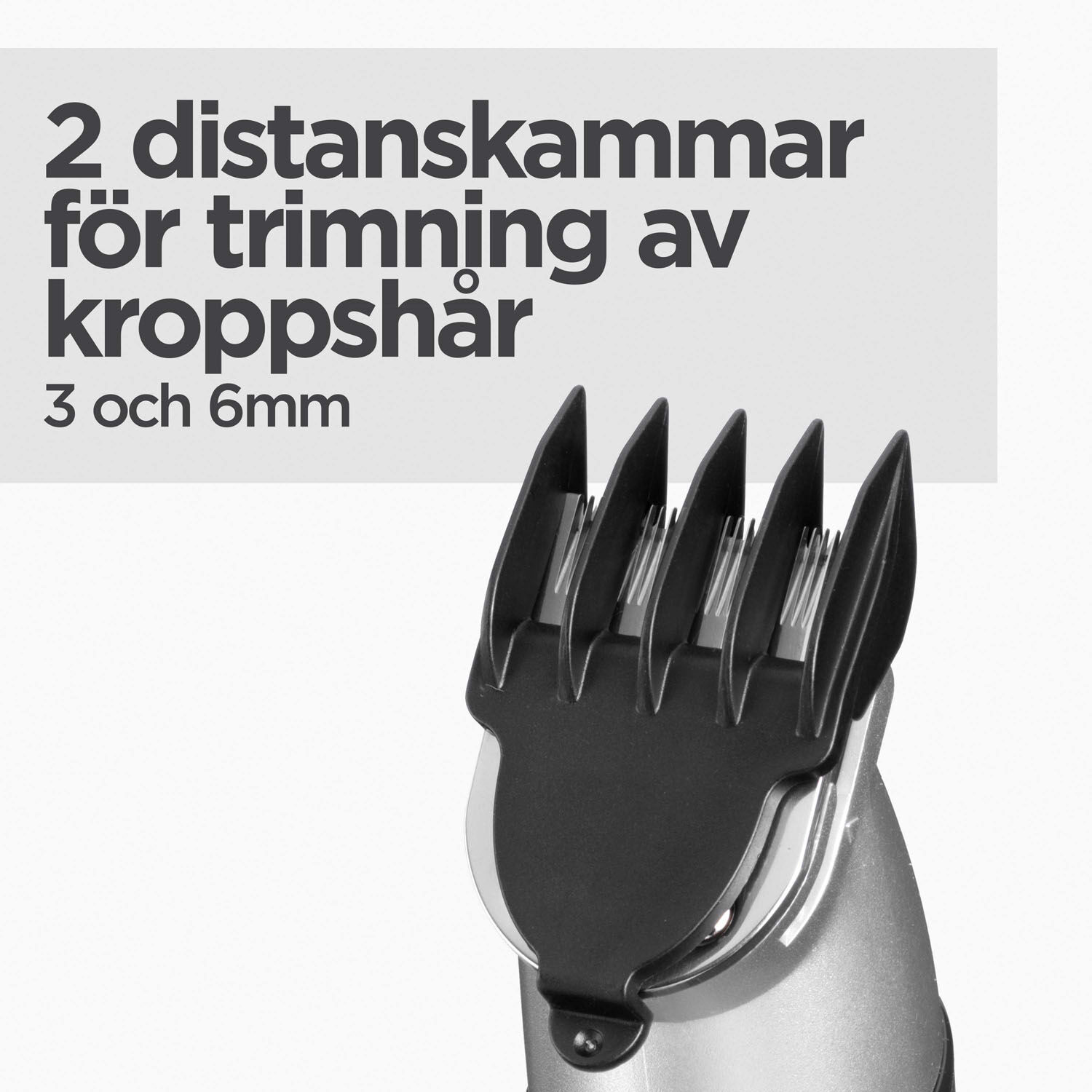 2 distanskammar f&ouml;r trimning av kroppsh&aring;r (3 och 6 mm)